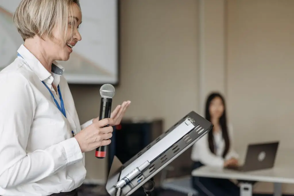 Woman giving a speech